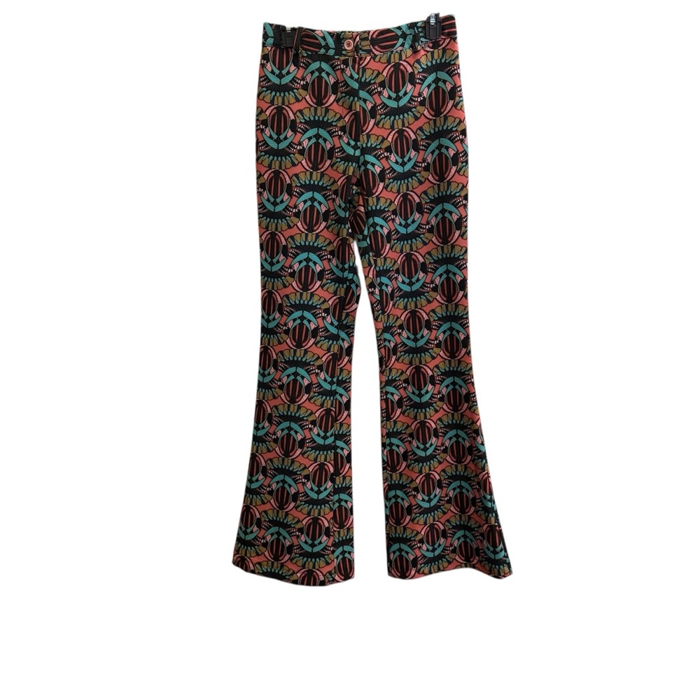 Dixie Italy Collection Women’s Retro Geometric Pattern Flare Leg Pants sz